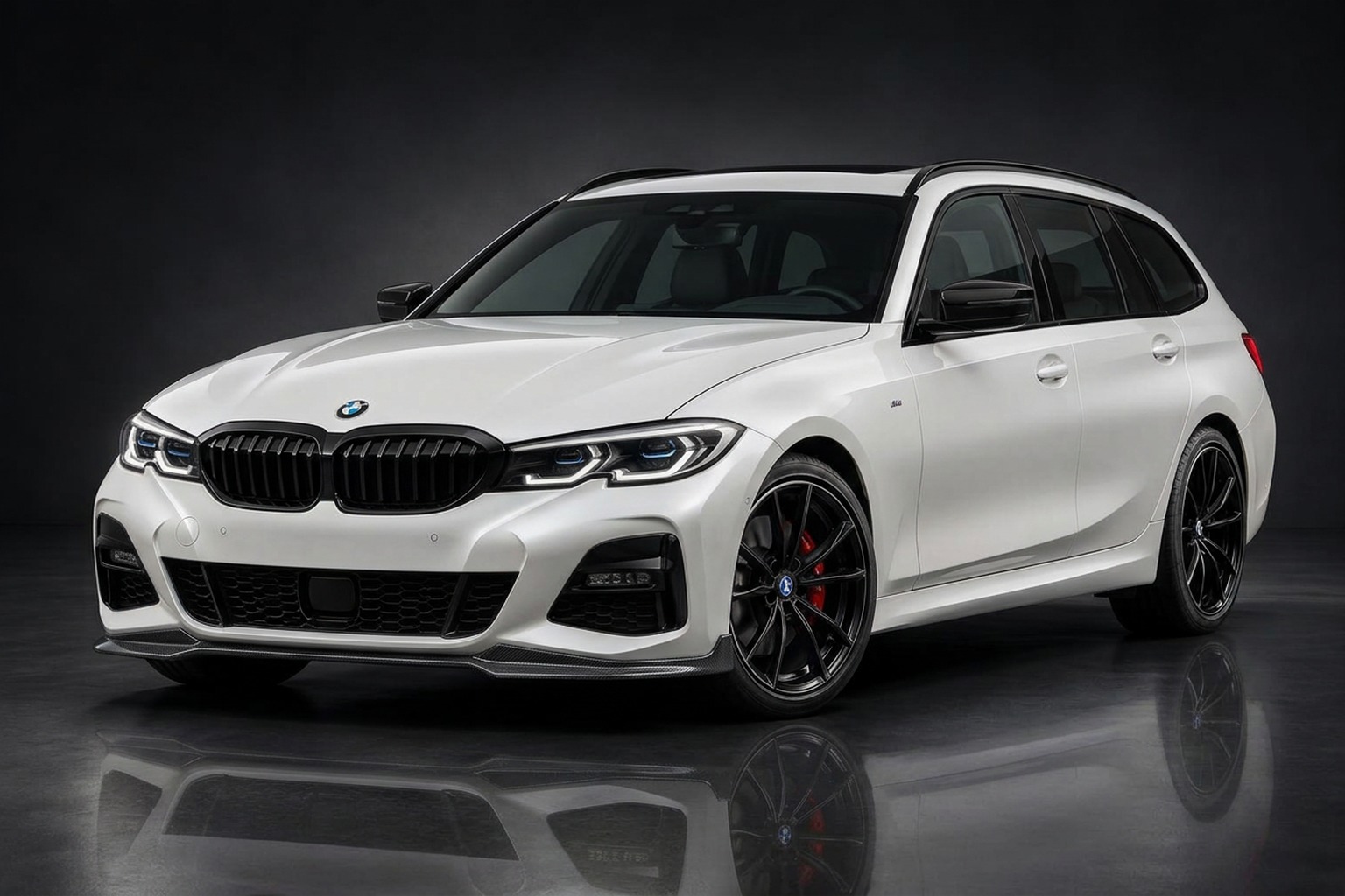 Illustrative pearl white BMW M340 Touring wagon