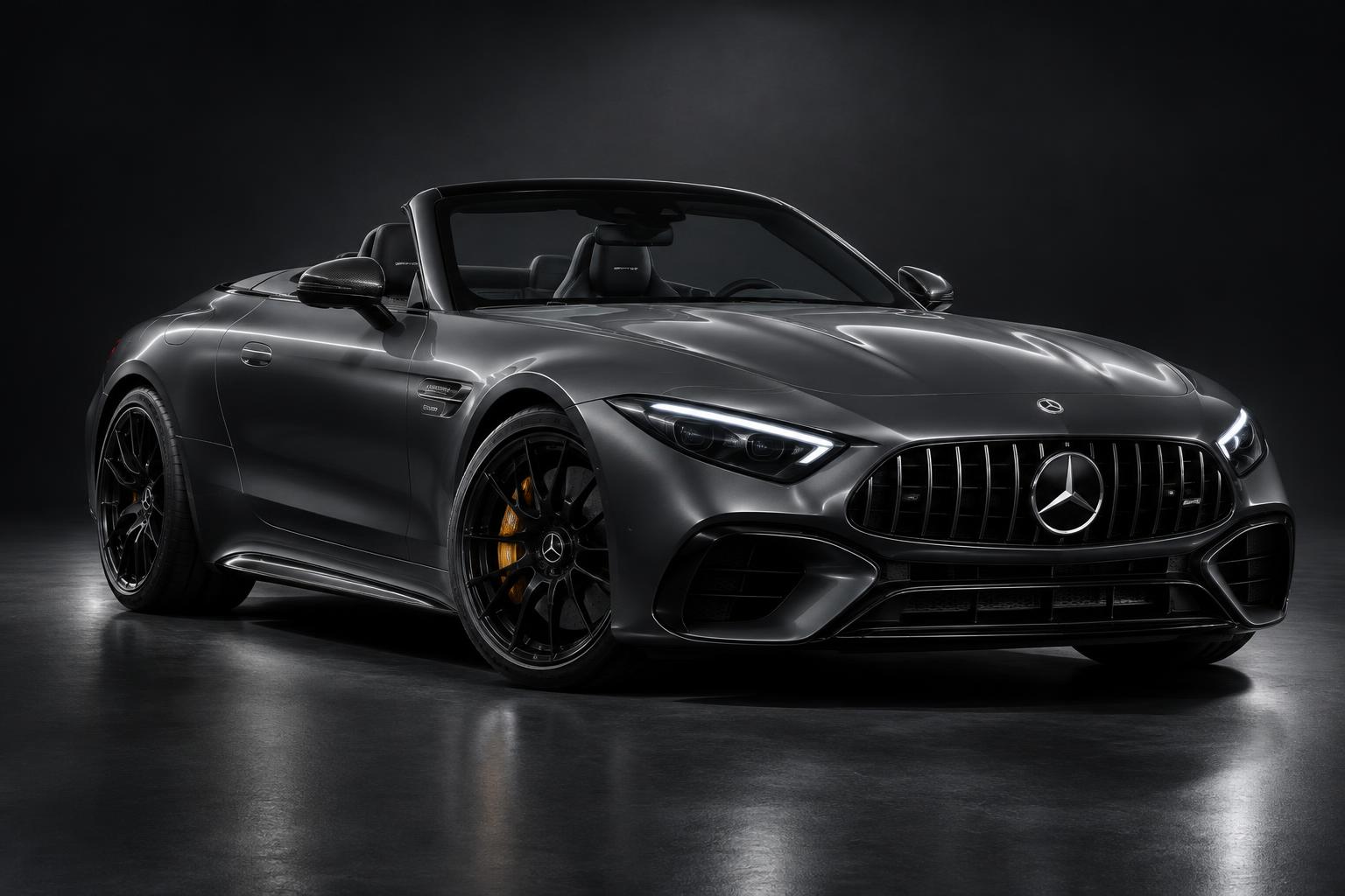 Illustrative dark grey Mercedes-AMG SL 63 E Performance roadster